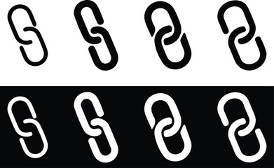 chain link black white icons set vector black background collection design art