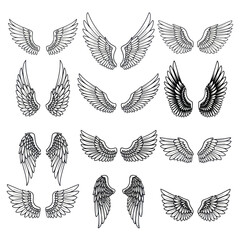 Obraz premium Collection of HandDrawn Angel Wings in Various Styles 1.