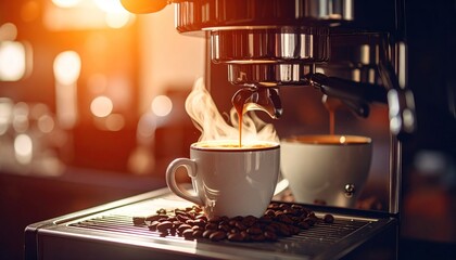 Coffee Machine Brews Drink.