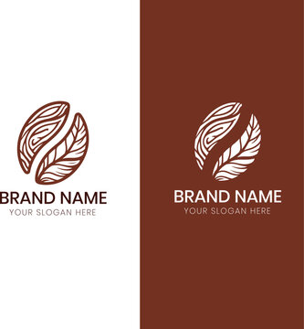 A creative logo design showcasing two coffee bean illustrations in contrasting colors with brand name placeholders a striking silhouette high quality professional detailed modern elegant stylish