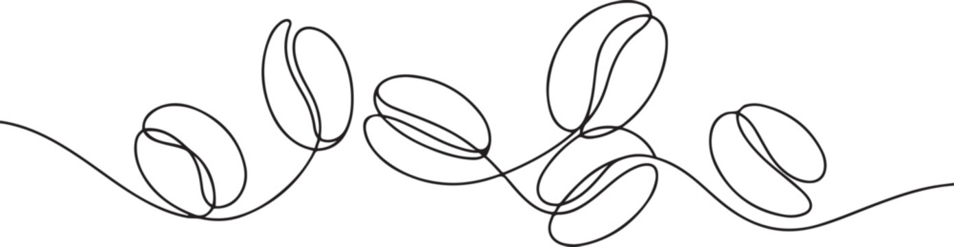 continuous line of coffee beans. one line drawing of coffee beans. line art of coffee beans. one line Icon drawing