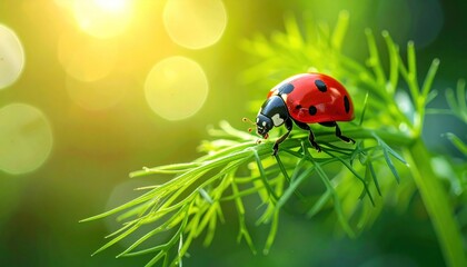 Ladybug on Green Plant.