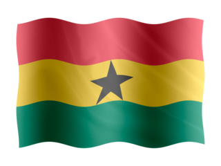 Digital composite. ..Flag of Ghana waving with a fabric overlay. ..Ghanaian..PNG file