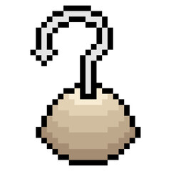 Pirate hook arm with pixel art isolated on white background.