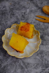 Baked cassava pudding also known as Bingka Ubi Kayu.