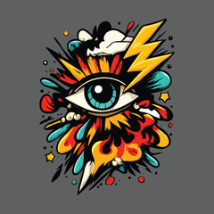 T-shirt design with an abstract illustration and powerful visual impact
