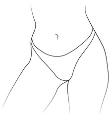 Woman swimsuit bikini panties hand drawn