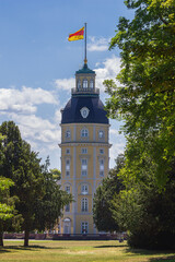 The Karlsruhe palace and its tower and park, the former residence of the rulers of Baden