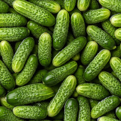 Fresh green gherkin cucumber background, seamless pattern featuring many small whole cucumbers, raw vegetable perfect for pickling or salad concepts and healthy food designs.
