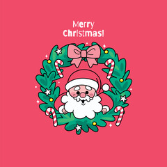 Cute Christmas characters wreath &nbsp;in flat design