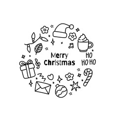 Playful handdrawn christmas doodle  illustrations