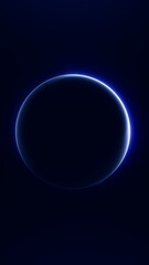 Futuristic neon eclipse orb with glowing light and smooth gradient. Abstract vertical sci fi background for digital design, technology visuals and modern creative projects.