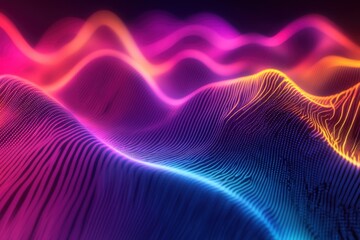 Vibrant waves of color creating dynamic visual patterns in an abstract landscape