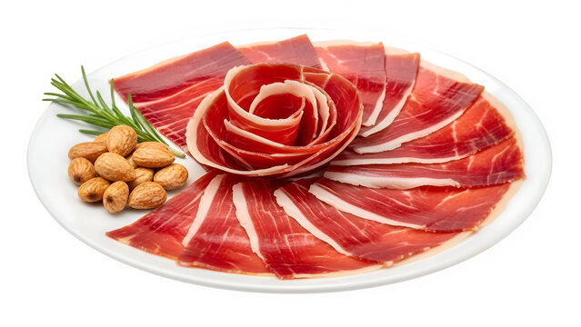 Jamon Ib&eacute;rico de Bellota, isolated on white or transparent background. PNG