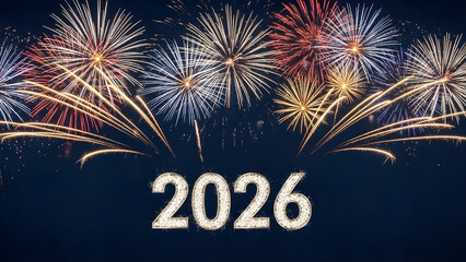 ilvester, New Year's Eve, new years eve, Festival Party New Year 2026, new years eve Fireworks background banner panorama - firework and sparklers on rustic dark blue night sky texture
