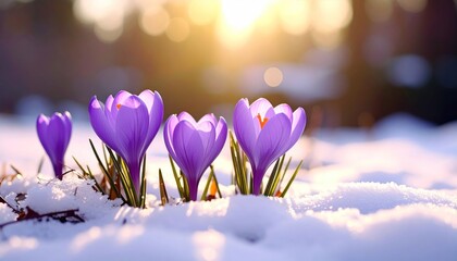 Crocus in Snow Sunlight.