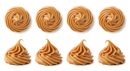 Collection of Salted Caramel Swirls and Whipped Dulce de Leche Dollops