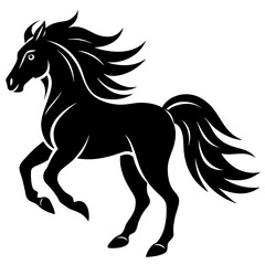 Obraz premium Black horse silhouette rearing on white background