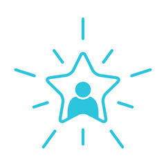 Shining star icon, Isolated on White Background, Blue icon