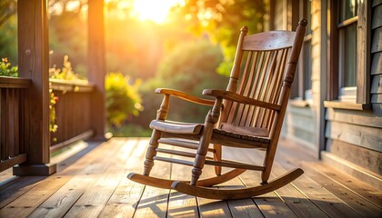 Wooden chair on porch bright