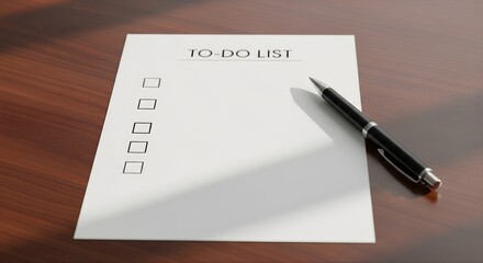Blank To Do List on Wooden Desk with Pen Concept For Task Management Organization and Productivity Planning in Business and Personal Life