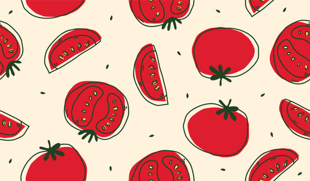 Cute tomato pattern background vector design