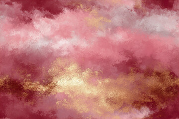 Fototapeta premium Abstract pink and gold textured background with soft brush strokes and shimmering metallic accents creating warm and elegant atmosphere in digital art style