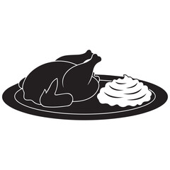 Delicious roasted turkey with mashed potatoes on a plate