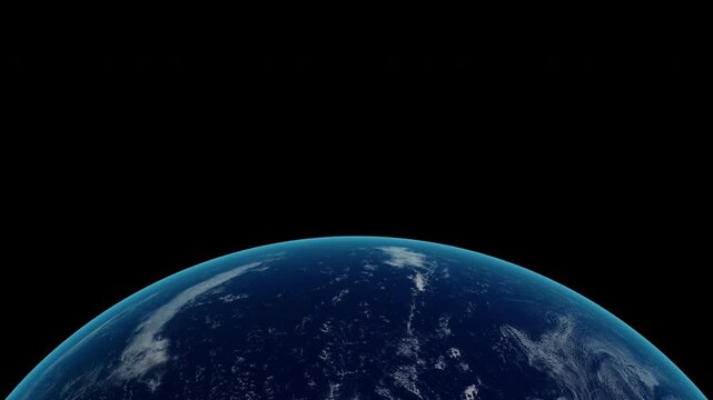 Realistic Earth Surface Horizon Rotating Loop - Blue Planet Clouds and Ocean Element