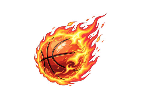 Basketball on Fire Creative Graphic Illustration Vector