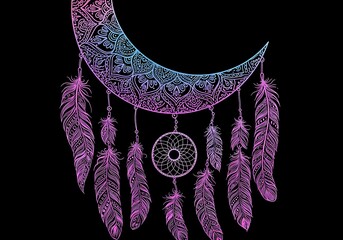 夢見る三日月と羽根の曼荼羅