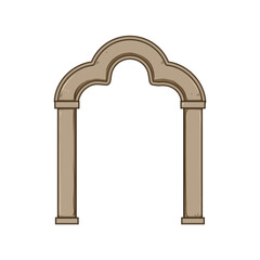 Naklejka premium Ornate stone archway featuring a traditional architectural style with decorative curves, forming a classic entrance or passageway element, suitable for various design projects