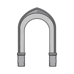 Naklejka premium Stone archway with a pointed top and two sturdy pillars, symbolizing history, entrance, and architectural design, rendered with a light gray color and simple lines