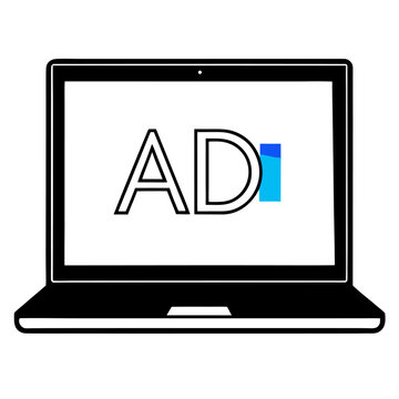 Laptop Screen Displaying ADI Logo Design