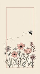 線描きの花と蜜蜂の調べ