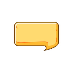 Naklejka premium Yellow speech bubble forming a blank text box or notification icon, symbolizing chat, messages, conversation, ideas, ui elements and digital communication for apps and web design