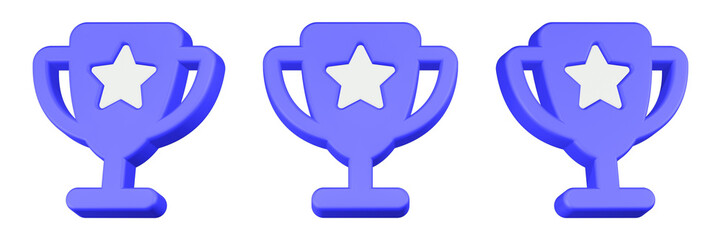trophy icon 3d render blue color 