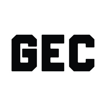 Black Block Letters GEC on White Background alphabet font