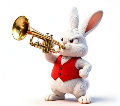 Rabbit Blowing Trumpet