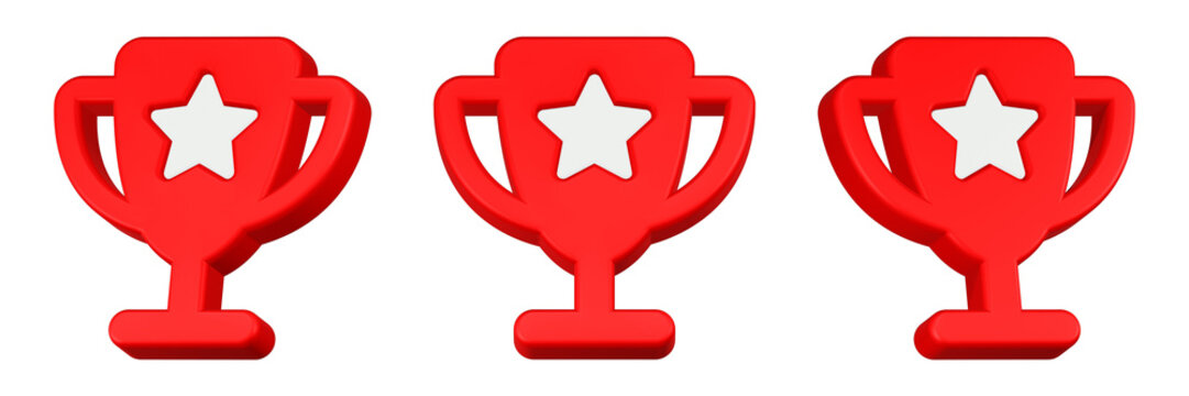 trophy icon 3d render red color