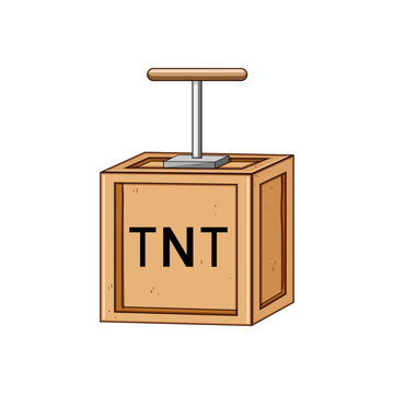 Wooden box with tnt symbol and a classic plunger detonator representing a critical moment, an imminent explosion, or a dangerous situation requiring quick resolution
