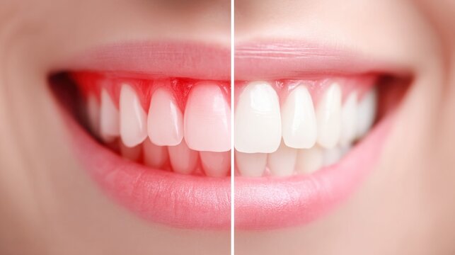 Dental health comparison: showcasing healthy and inflamed gums for dental care concepts.