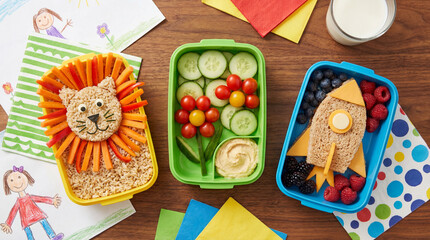 Kids healthy lunch boxes creative nutritious meal ideas for children school nutrition packed meals featuring fresh fruits vegetables whole grains promoting balanced eating habits growth