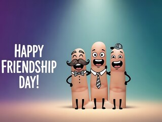 Fototapeta premium Happy Friendship Day Celebration with Cute Finger Characters. Generative Ai