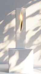 Minimalist esg icon glowing on a white plinth set against a neutral gradient backdrop