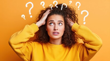 Confused Woman with Question Marks