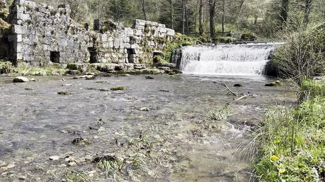 waterfalls in forest, cascades de Herisson, France