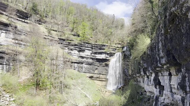 waterfalls in forest, cascades de Herisson, France