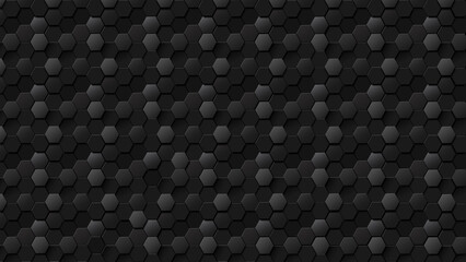 Dark black hexagon honeycomb geometric texture abstract modern background pattern