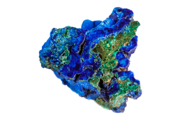 Detailed view of azurite–malachite rock showing vibrant natural colors